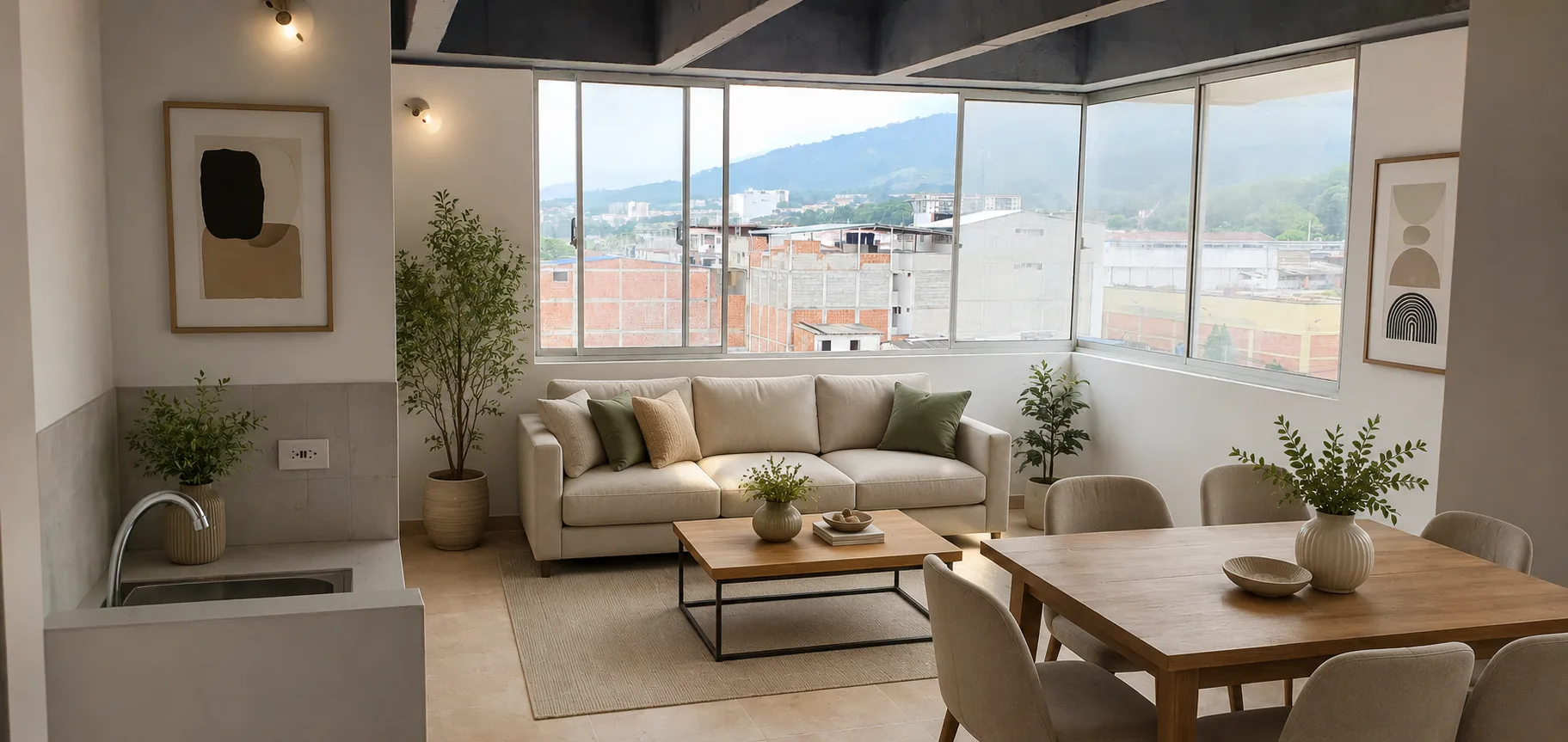 Render 1 — Tipo 4 — 3 hab, 2 baños, 55.3 m²